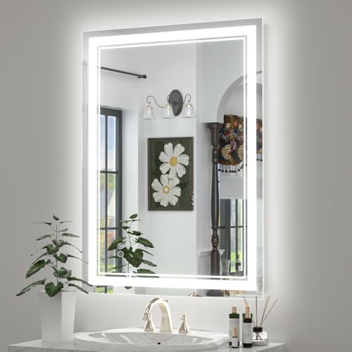 OKPAL 24x32 LED Bathroom Mirror, Anti-Fog Lighted Bathroom Mirror, Dimmable Lighted Vanity Mirror,...
