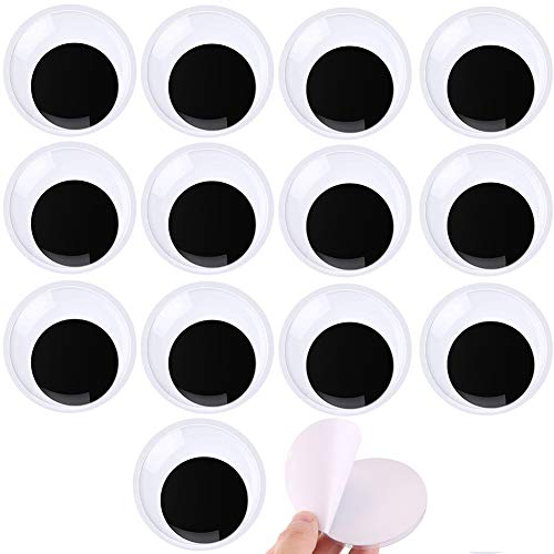 2 inch Large Googly Eyes, 14Pcs Self Adhesive Wiggle Eyes Round Plastic Black Eyes for Handmade DIY Crafts Decorations Making (Black, 50mm-14pcs)