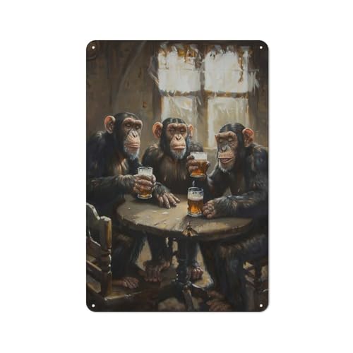Junmoney Metall Wandschild Mit Monkeys BeerIn Tavern Motiv 30x20cm, Als Moderne Wanddeko Für Wohnzimmer, Büro, Flur Und Studio Junmoney Metall Wandschild Mit Monkeys BeerIn Tavern Motiv 30x20cm, Als Moderne Wanddeko Für Wohnzimmer, Büro, Flur Und Studio