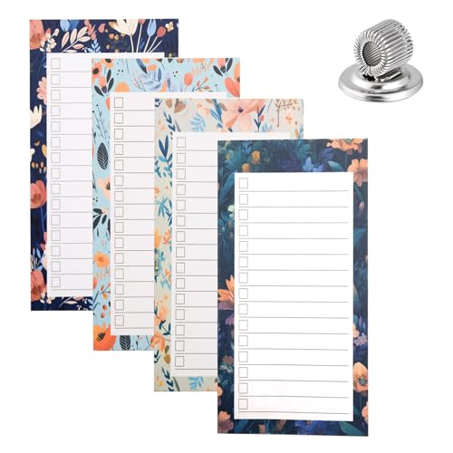 Pumuky Bloc de notas magnético de 4 unidades,para lista de comestibles para frigorífico,hojas desmontables 9 x 15 cm,bloc de notas magnético,lista de cosas para hacer magnéticas con bolígrafo,BXT-4