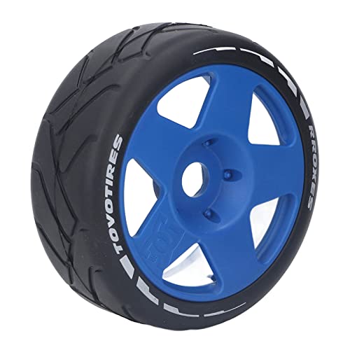 Dilwe RC Wheels Reifen, 4 STÜCKE 1:8 GT RC Wheels Strong Grip Road Racing Reifen Verschleißfest On Road Wheels mit 17mm Adapter (Blau)