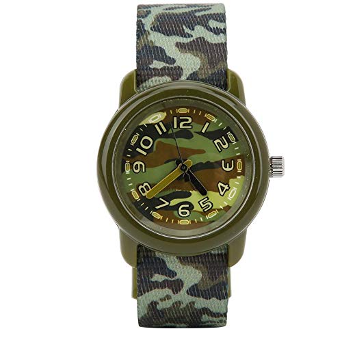 YOUTHINK Kinder Nette Cartoon Uhr wasserdichte Tarnung Armbanduhr Zeiterkennungswerkzeug Analoge Kleinkinduhr (Camouflage Grün)(Tarngrün)