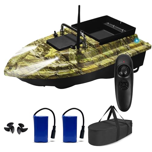 HEVMEVENI RC Fishing Bait Boat with 2 x 5200mAh Batteries & Carrying Bag, 1640FT Remote Range, 3.3LB...