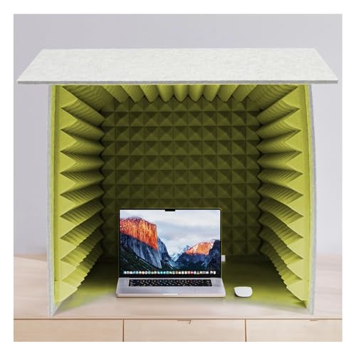 Barrera acústica absorbente de sonido vocal, pequeño estudio de grabación portátil, paneles de esponja para reducción de ruido, amarillo, 23.6in miniatura 1