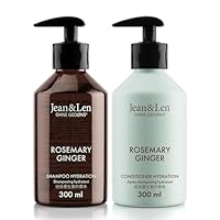 Jean & Len Haarpflege Set Rosemary & Ginger für trockenes und glanzloses Haar, Feuchtigkeit Shampoo und Conditioner im Set, würzig-frischer Rosmarin & Ingwer Duft, ohne Parabene & Silikone, 2x 300 ml