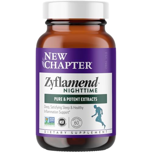 New Chapter Sleep Aid Zyflamend Nighttime for Sleep Support with Turmeric + Valerian Root + Lemon Balm + Holy Basil Vegetarian Capsules 60 Count