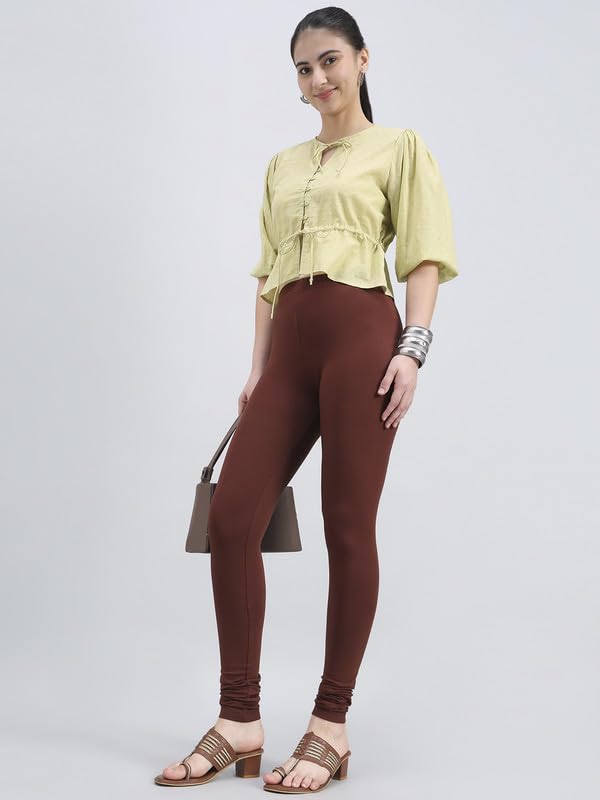 Image of GO COLORS Soft Cotton Stretch Churidar for Women | Breathable, Mid Rise, Full Length