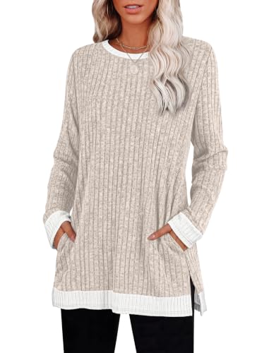 Image of Sampeel Long Sleeve Shirts for Women Tunic Sweaters Fall Fashion Outfits