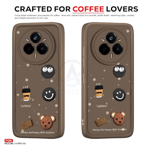 Image of AESTMO Back Case Cover for Realme 14 Pro 5G | Cute Fun Cartoon 3D Ball | Coffee Silicone Case | Full Body Protection | Camera Protection Back Cover for Realme 14 Pro 5G (Brown)