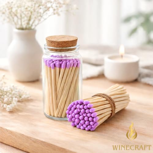 Image of 500 Count | 4 inch Purple Matches | Strikers Included | Color Tip Wooden Match | Refill for Matchstick Jars, Candle Display, Holders & Bottles | 4 in inches Long