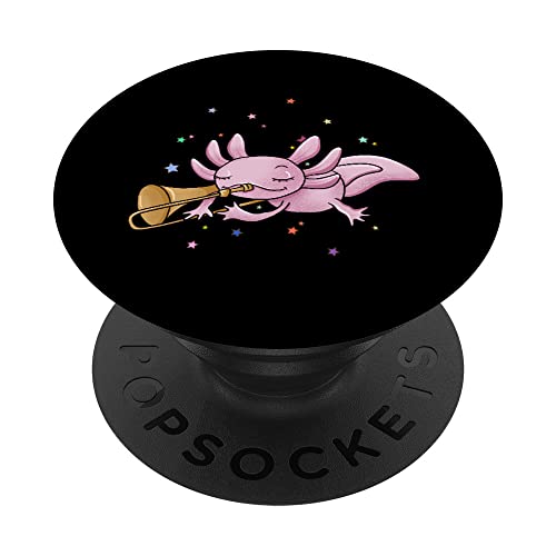 Divertido Axolotl Lover Playing Trombone Lover Trombonist PopSockets PopGrip Intercambiable