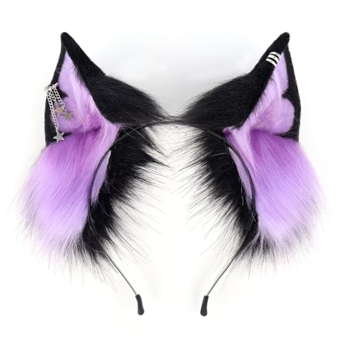 MANYU ZONES Cat Ears Headwear Punk Animal Ears - Stylish Furry Ears with Durable Metal Accents Animal Ears Headband for Cosplay Cat Headband Fox Ears & Wolf Ears for Halloween Prom and Daily Use