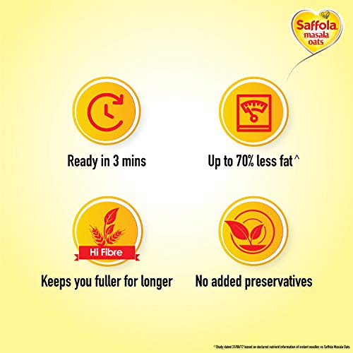 Image of Saffola Masala Oats, Tasty Evening Snack, Veggie Twist, 500g & Saffola Mealmaker Soya Chunks with Supersoft Technology, Tender & Juicy, 1 kg (Pouch)