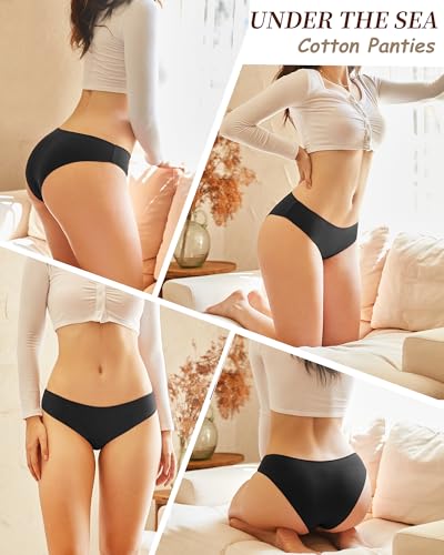 Image of UNDER THE SEA Cotton Underwear for Women 6 Pack Sexy Bikini High Cut Breathbale Cheeky Panties Underwear Womens Lingerie
