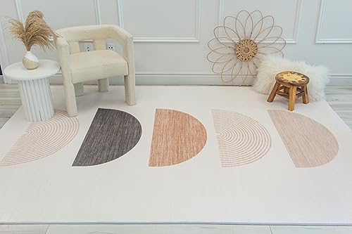 Rug Branch Solis 7' x 10' (6'7" x 9'6") Cream/Beige Geometric Kids Area Rug, Modern, Medium Pile, Stain-Resistant Carpet - Playroom, Nursery, Toy Room and Bedroom by Rug Branch - Image 6