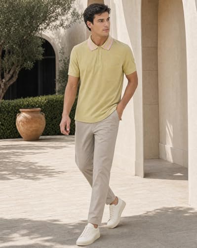 Image of Nobero Striped Collar Regular Fit Polo T Shirt for Men | Polo t-Shirts for Men | Regular Fit | Striped Collar | Premium Fabric | Casual & Smart Casual