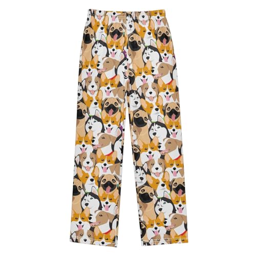 Dogs Terrier Pug Corgi Boys Pants for Kids Jogger Pants with Pockets S-XL