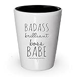 Gifts For Babe Boss Shot Glass - Boss Base - Badass Brilliant Boss Babe - Boss Lady - You Best Bossy - Birthday Christmas - Room Decor For Office Desk - Unique Present Idea (1)