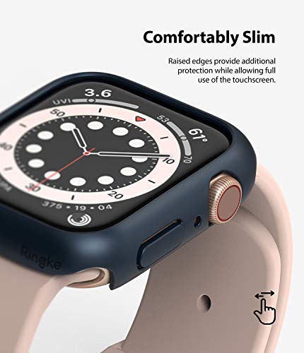 Image of Ringke Slim Case Compatible with Apple Watch Series 6 /5 / 4 / SE 44mm (2 Pack) - Clear & Metallic Blue