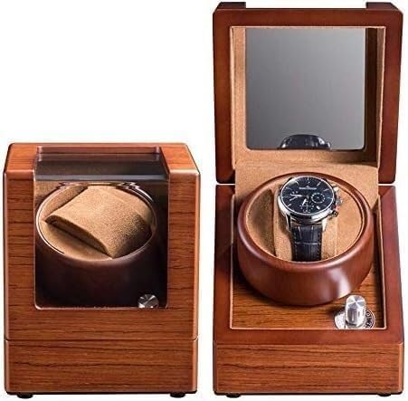 Mechanical Watch Shaker Wooden Single Automatic Winder Box, Silent Motor and Flannel Pillow, 5 Roating Mode, 2 Charge