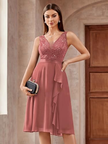 Image of MISSMAY Women's Vintage V-Neck Sequin Formal Party A-Line Dress