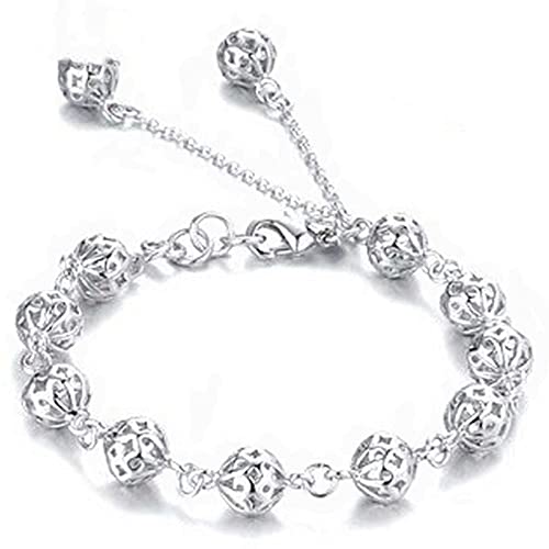 ZXF Armbänder, 925 Sterling Silber 8mm Hohl Ball Armband Für Frauen Hochzeit Engagement Party Mode Schmuck Cover