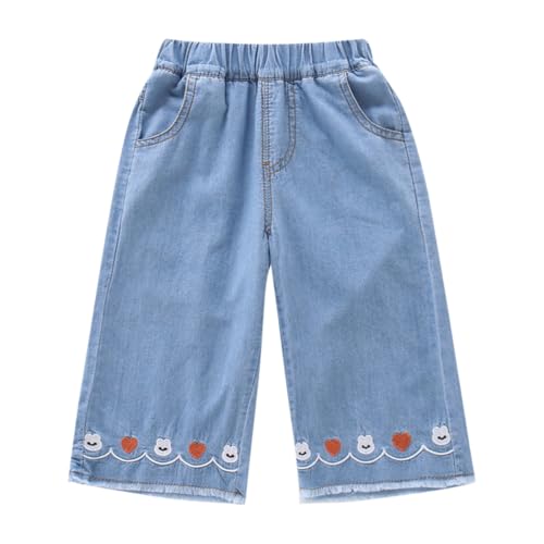 Pantalon en denim coton à taille élastiquée fini les ceintures serrées