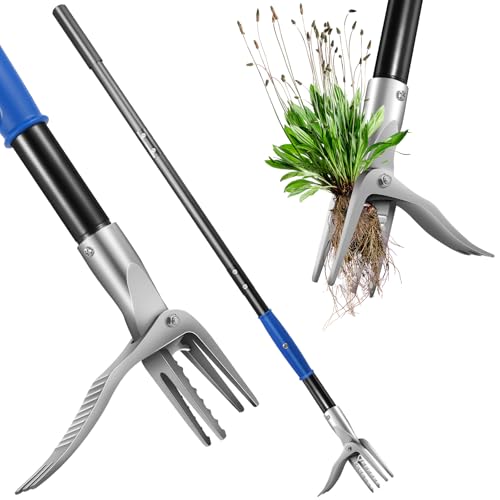 Stand up Weed Puller Tool with Long Handle, Heavy Duty Weed Puller Tool, Hand Gardening Weeding Tool with Ejection Handle, Garden Tool with Steel Claw for Garden/Yard/Lawn.2025 Upgraded Style.