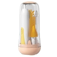Spazzolino Elettrico Portatile BlumWay Per Biberon, Giallo | Set Di Pulizia Da Viaggio Con Spazzola Per Tettarelle E Cannuccia, Impermeabile
