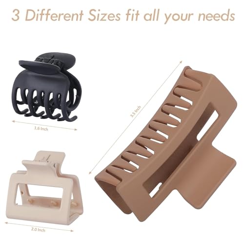 Image of ANNA CREATIONS 9 Pcs Korean Fashion Matte Hair Claw Clips Strong Hold Hair Clutcher for Thick & Thin Hair Accessories for Women & Girls