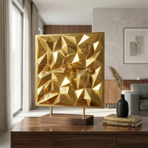 Image of Kayra Decor 3D PVC Wall Panels for Bedroom & Living Room | Frame Design |Golden Color | 19.7 x 19.7 Inch | Pack of 40 | 107.60 Sq Ft