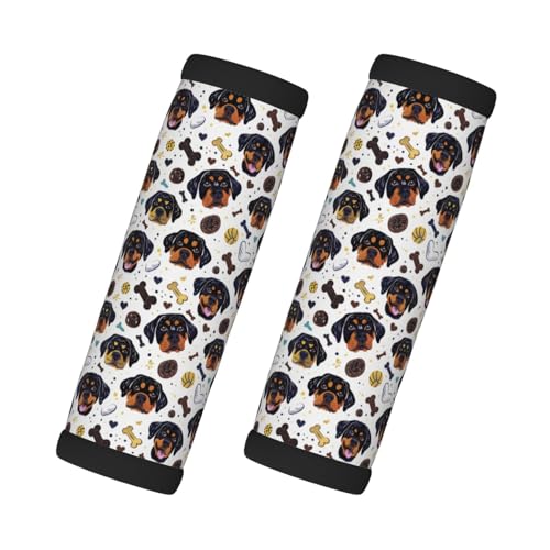 2 Pcs Luggage Handle Wraps for Suitcase - Fashion Cute Rottweiler Dog Print Luggage Handle Covers, Suitcase Tags Identifiers for Suitcases, Travel Essentials for Flying Accessories