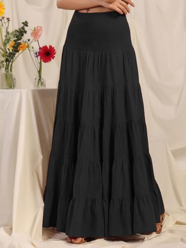 Image of OTABU | Skirt for Women | Tiered Maxi | Smocked Waist Silhouette | Flowing Everyday Wear.