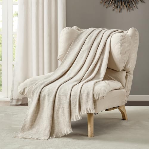 BOURINA Faux Cashmere Fringe Throw Blanket Decorative Lightweight Throw Soft Cozy for Bed or Sofa...