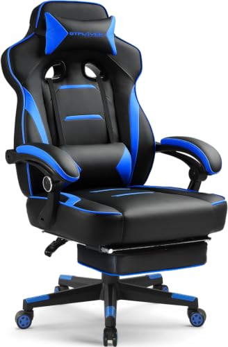 Image of GTPLAYER Gaming Chair with Footrest, 350LBS Big and Tall Office Chair, Ergonomic High Back Lumbar Support and Recliner for Back Pain Relief, Blue