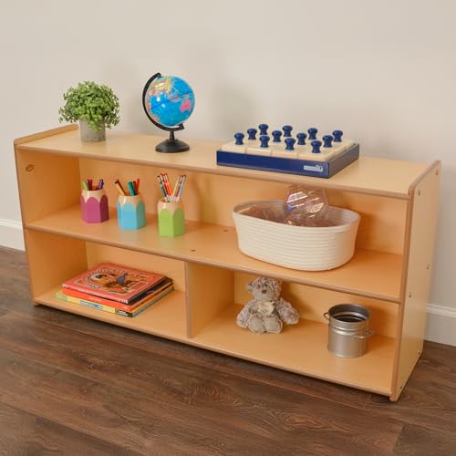 Image of Angeles Value Line Toddler 2-Shelf Storage, 48 inchL x 23 inchH, Kids Storage Organizer, Kids Bookshelf for Classroom, Playroom, Nursery, Montessori School, Natural