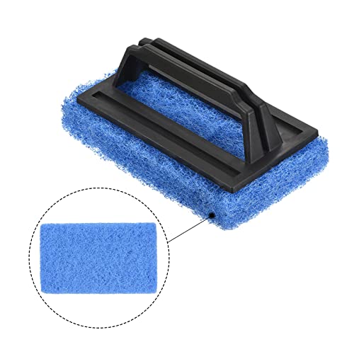 Image of PATIKIL 15cm Scouring Pad Brush, 4 Pack Cleaning Scrub with Handle Kitchen Bathroom Sponge Washing Tools, Blue