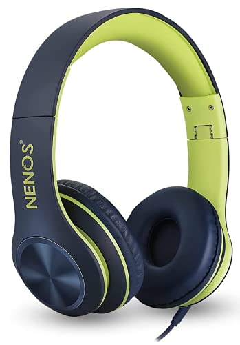 NENOS Kids Headphones Volume Limited Over Ear Headphones for Kids Foldable Headphones for Children Boys Girls Toddler Ideal for Tablet, Smartphone, Laptop Headset for School, Travel (Lime)