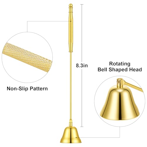 Vaincre Stainless Steel Candle Snuffer - Gold Candle Extinguisher with Long Handle, Decorative Snuffer Accessory for Putting Out Wick Flame Safely - Thumbnail 3