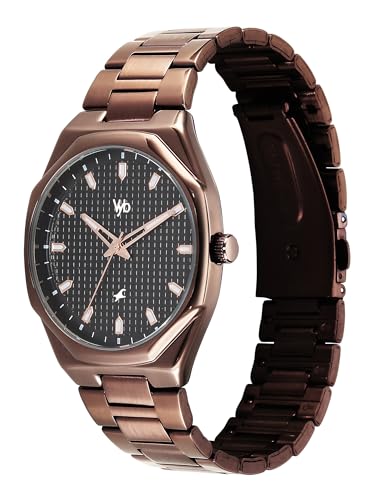 Image of Fastrack Vyb Nimbus with Quartz Analog Black Dial Brown Zinc Alloy Strap Watch for Men - FV30043QM01W