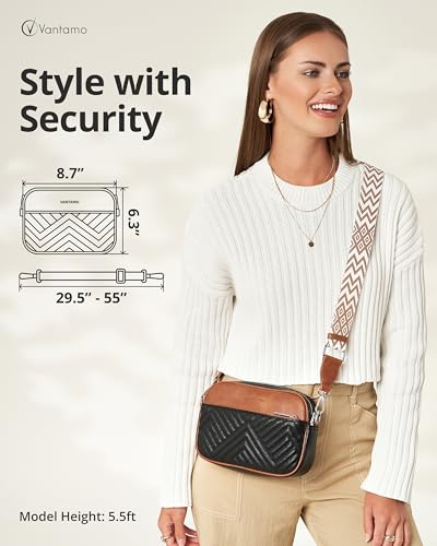 Image of Vantamo Premium Quilted Crossbody Bags for Women with Anti-Pickpocket Clip, Vegan Leather Handbags, Travel Purses for Women