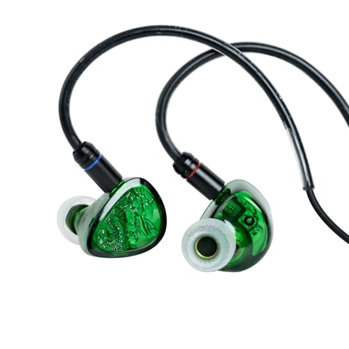 Image of TANGZU Wan'er S.G II Jade Dragon in Ear Monitor, Gaming IEM Earphones, HiFi Wired Earphones with Silicone Headphone Organizer, Tang Sancai Wide Bore Eartips, Tangle-Free Detachable Cable(3.5mm