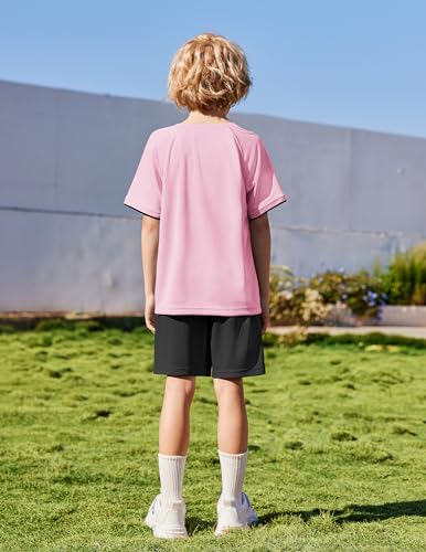 Image of Arshiner Boys Loose Athletic Set Crew Neck T-Shirt & Mesh Short 4-13 Years | Boys Loose Athletic Shorts Set Performance Crew Neck T-Shirt and Mesh Short Outfits Lightweight & Breathable