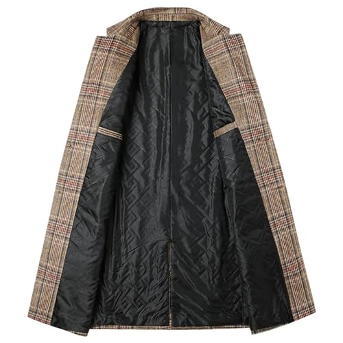 Men Plaid Wool Blends Trench Coat Long Winter Jackets Cashmere Overcoat Winter Male Business Casual Jacket4