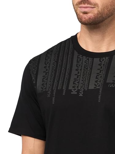 Image of Karl Lagerfeld Men's Crewneck Short Sleeve Graphic Design Relaxed Fit T-Shirt