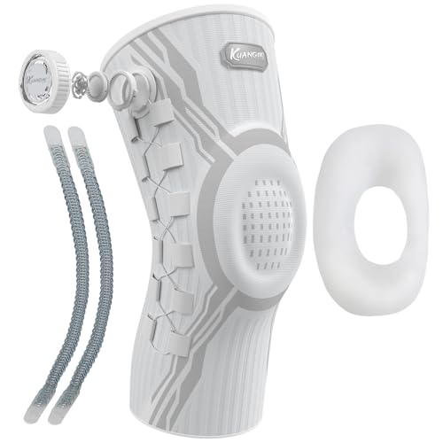 Kuangmi Kniebandage mit Drehknopf (verstellbar) - Für Schmerzlinderung Sport Gelenkrehabilitation und den Alltag Lang-WR2XL