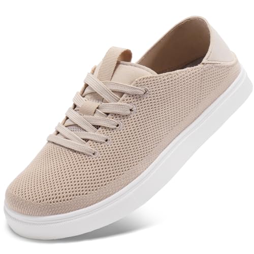 STQ Womens Fashion Sneakers Breathable Womens Casual Shoes Lightweight Slip on Orthopedic Shoe for Women Travel Essentials Spring Summer Sand 8 US