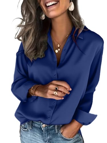 Zeagoo Camicia Donna Elegante in Raso di Seta...