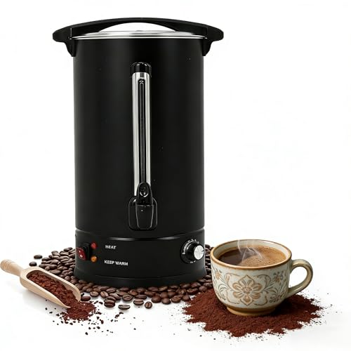 Image of 16 L /110 Cups Coffee Urn, Commerical Coffee Maker Hot Water Urn, Large Percolator Pot Dispenser With Double-Wall Stainless Steel, Quick Brew, Stays Hot for Tea & Beverage at Events & Catering(Black)
