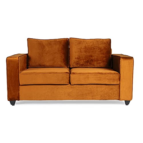 Image of Wakefit Sofa Set | 3 Year Warranty | Sofa 4 Seater, 4 Seater Sofa for Living Room, Wooden Sofa Set, Sofa Set 2+1+1 Seater - Napper(Fabric-Velvet : Amber)